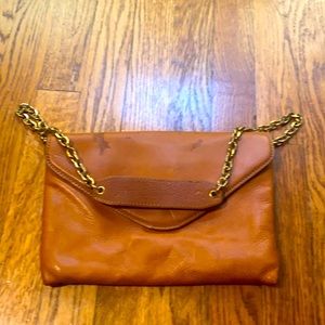 Leather J Crew clutch/shoulder bag with chain